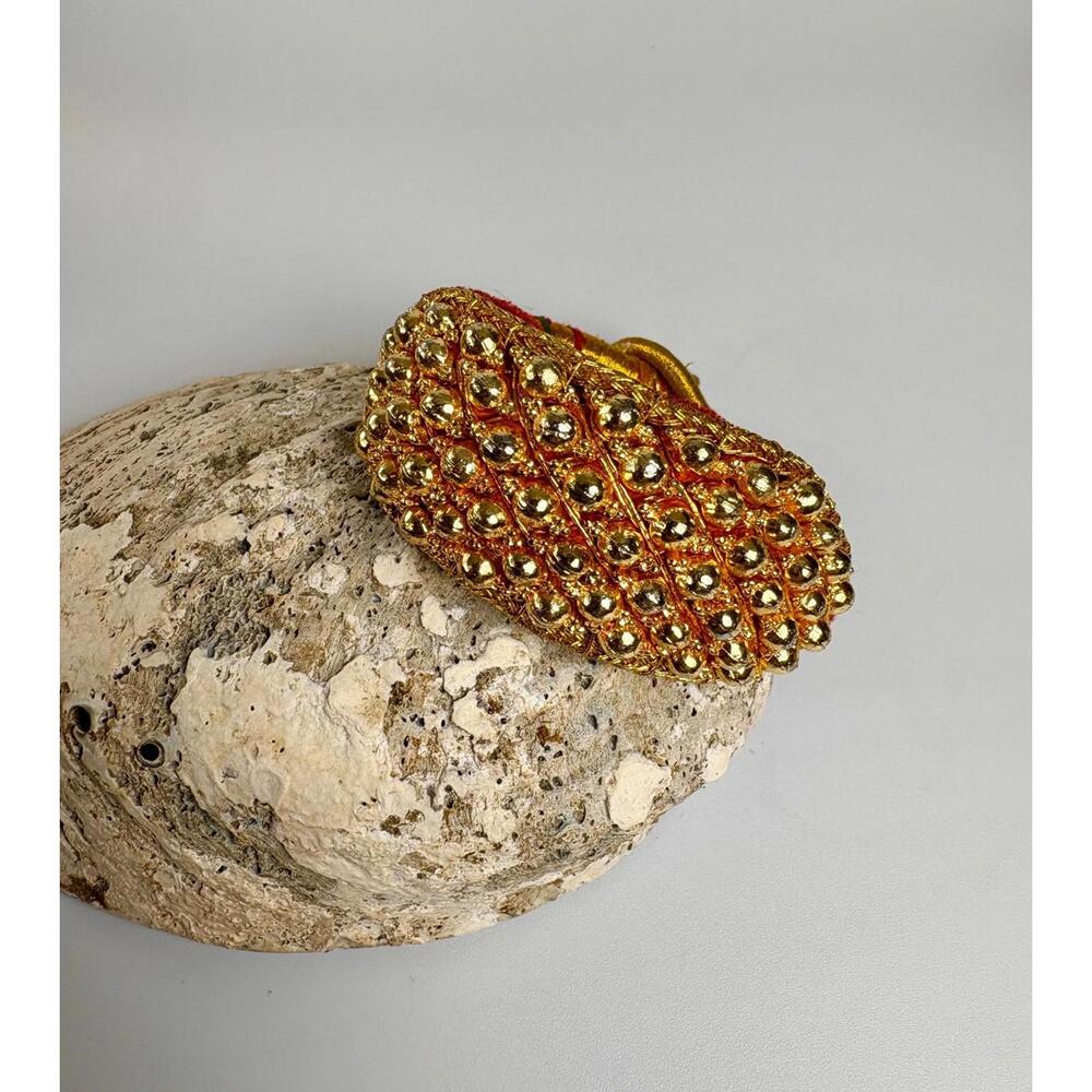 Rajasthani Golden Puncha with Red Velvet Bracelet